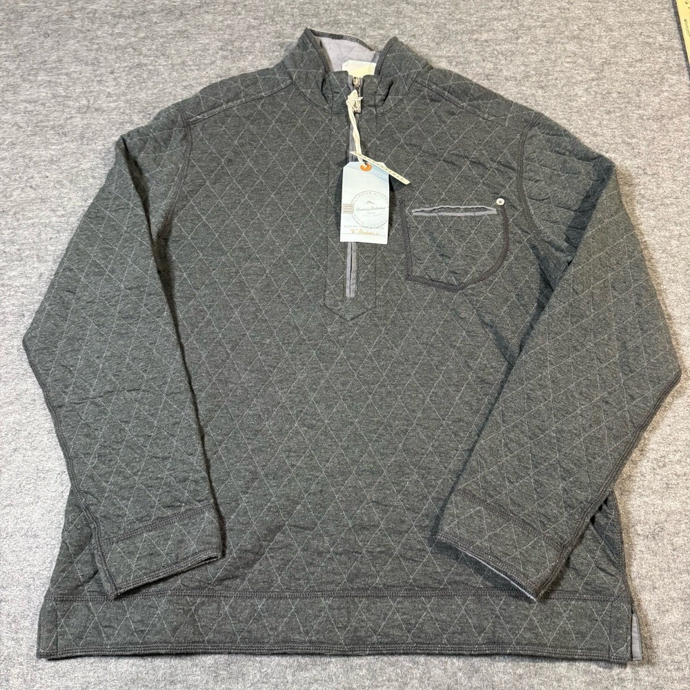 Tommy Bahama Greenwich Quilted Half Zip Reversible Pullover Mens L NEW Preppy